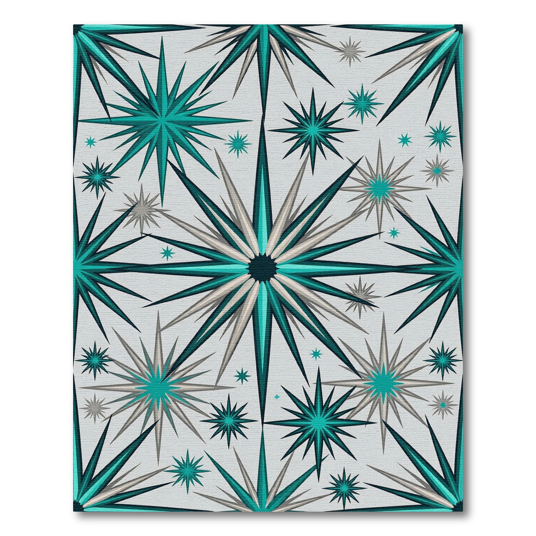 Teal White Starburst Burst Rug
