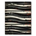 Farmhouse Landscape Black Cream Stripes Rug