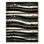 Farmhouse Landscape Black Cream Stripes Rug
