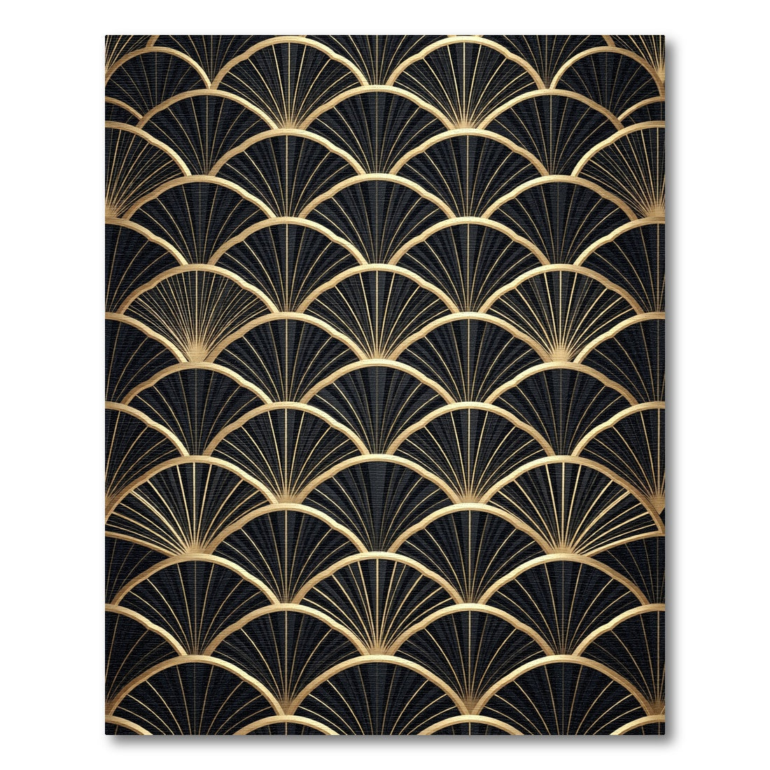 Black And Gold Art Deco Fan Rug