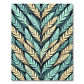 Cream and Teal Plumed Chevron Feather Rug