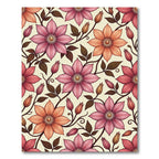 Elegant Pink Orange Clematis Floral Rug