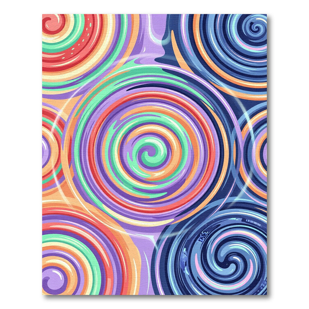 Vibrant Multicolored Swirling Abstract Circular Art Rug