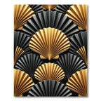 Art Deco Gold Black Fan Rug