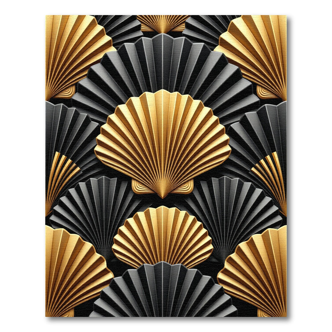 Art Deco Gold Black Fan Rug