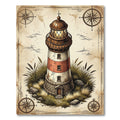 Nautical Lighthouse Vintage Compass Map Rug