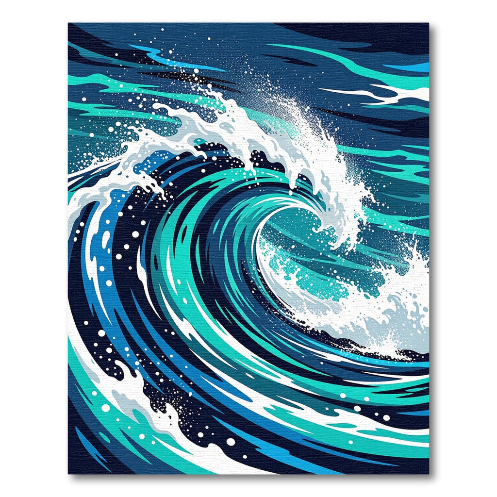 Deep Blue Ocean Wave Splatter Rug