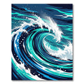 Deep Blue Ocean Wave Splatter Rug