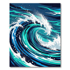 Deep Blue Ocean Wave Splatter Rug