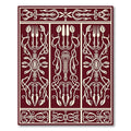 Crimson White Ornate Crest and Utensil Rug