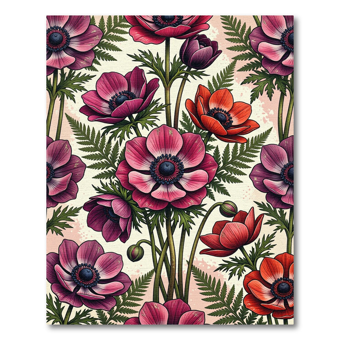 Vibrant Pink and Red Botanical Anemone Rug