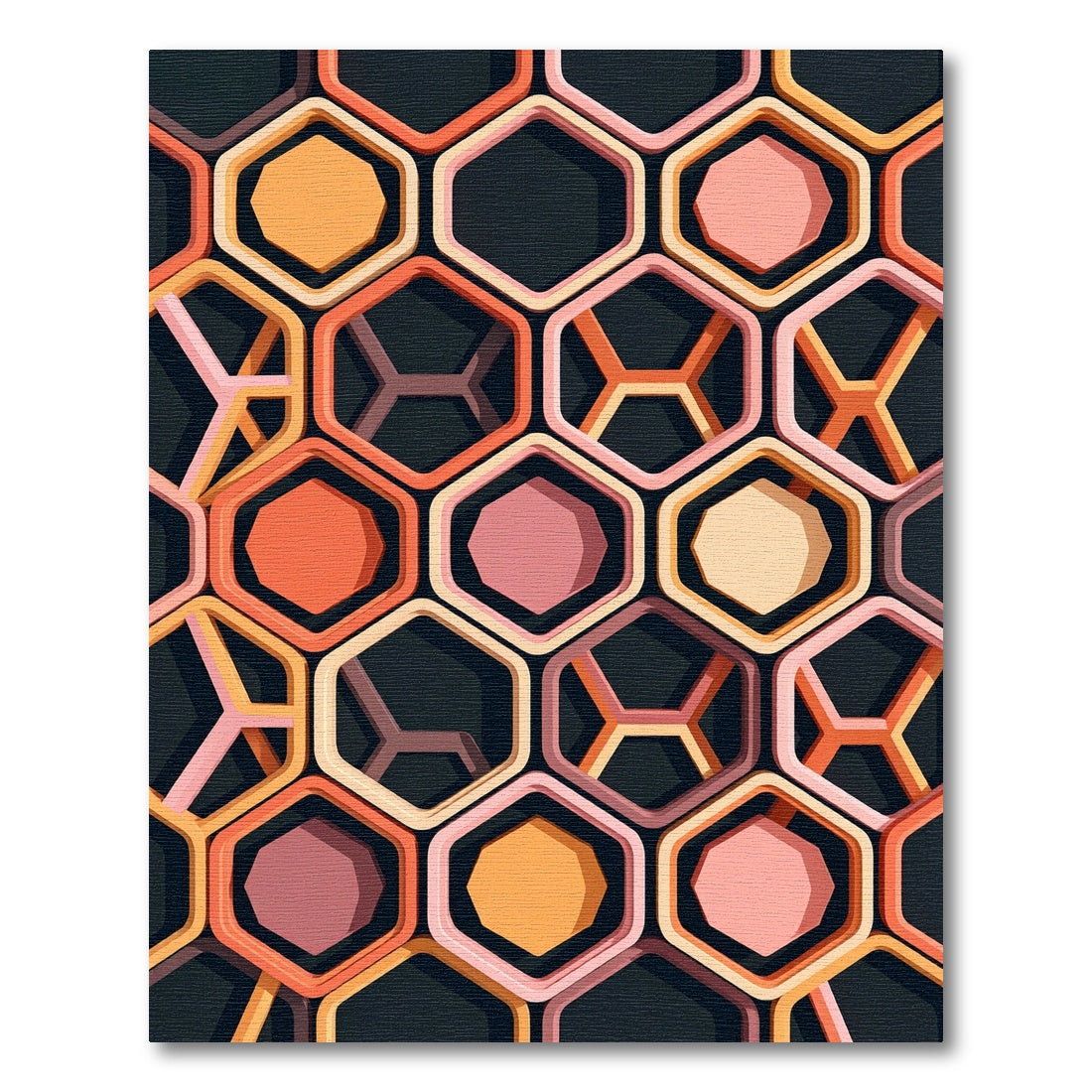 Warm Geometric Hexagon Nest Rug