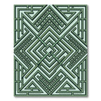 Sage Green Art Deco Geometric Labyrinth Rug