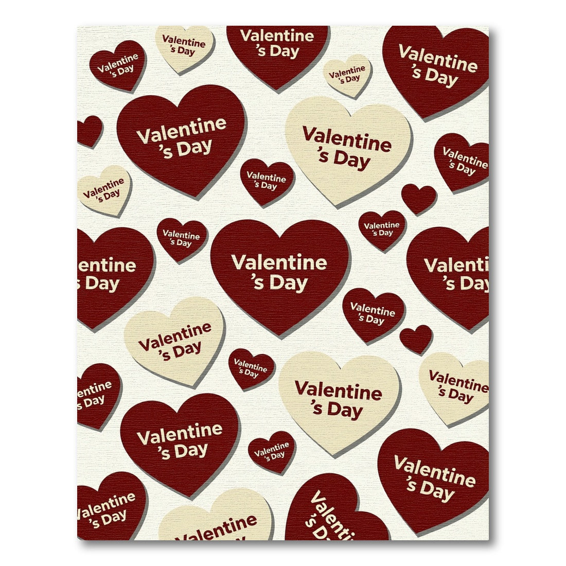 Burgundy and Cream Heart Valentine Rug