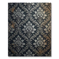 Dark Damask Rose Relief Silver Rug