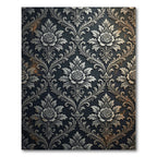 Dark Damask Rose Relief Silver Rug