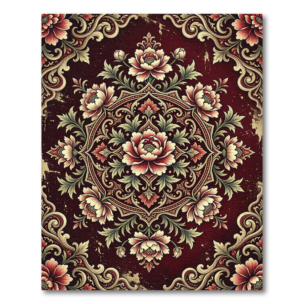 Ornate Red Floral Medallion Rug