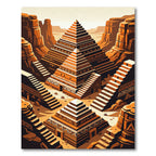 Terracotta Geometric Step Pyramid Landscape Rug