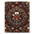 Ornate Basketball Medallion Crimson Emblem Rug