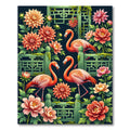 Elegant Flamingo Peony Chinoiserie Art Rug