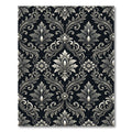 Elegant Black and Silver Damask Rug