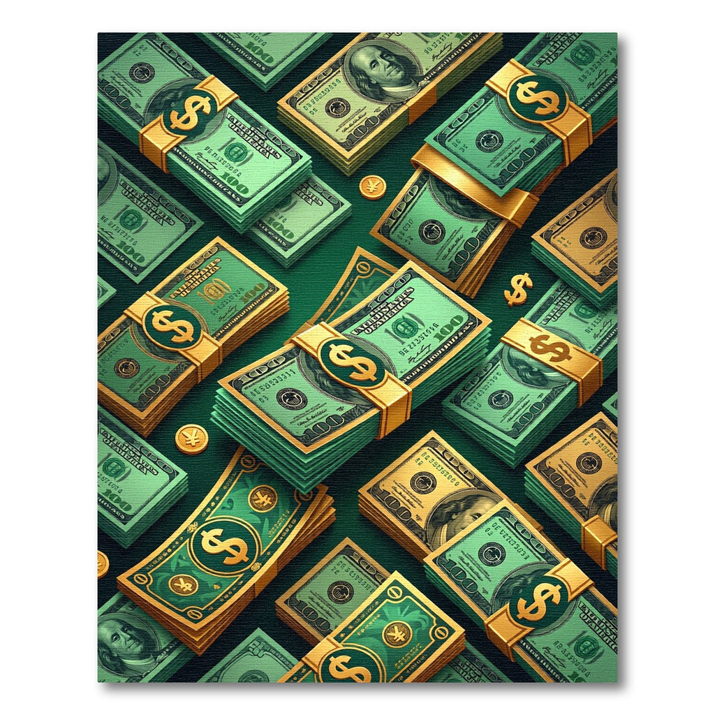 Floating Emerald Hundred Dollar Bill Stack Rug