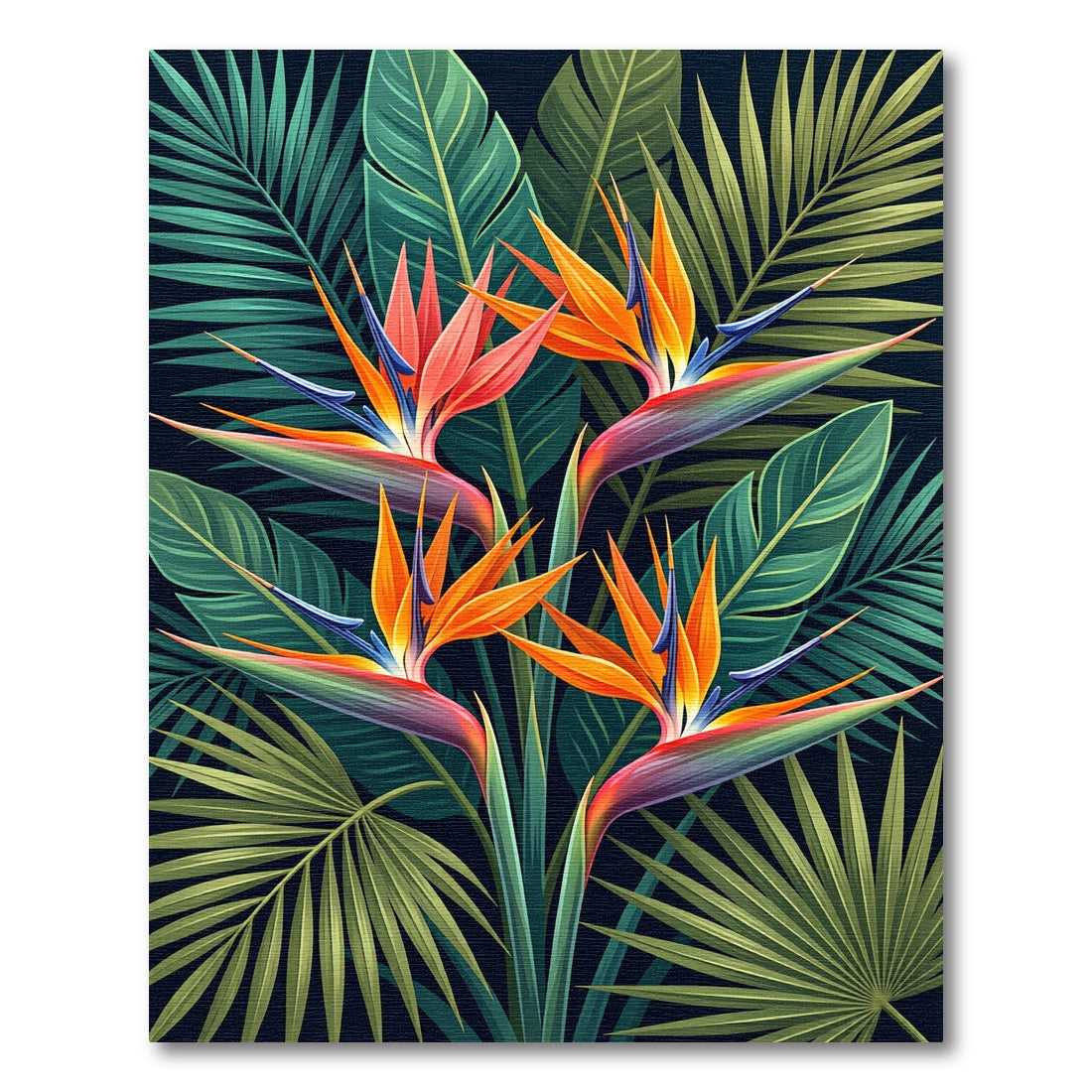 Vibrant Tropical Bird of Paradise Floral Rug