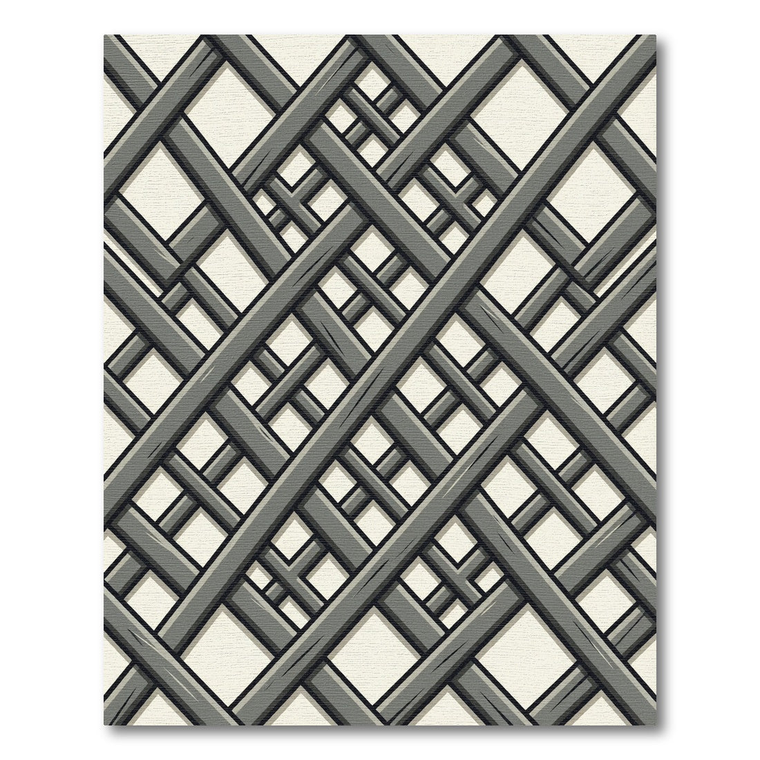 Gray Intersecting Wood Lattice Rug
