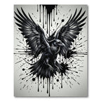 Gothic Raven Ink Splatter Black White Rug