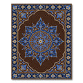 Ornate Royal Blue Gold Floral Medallion Rug