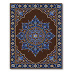 Ornate Royal Blue Gold Floral Medallion Rug