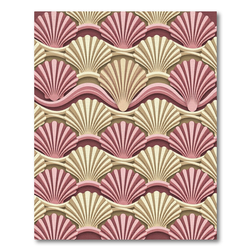 Art Deco Elegant Pink Shell Wave Rug