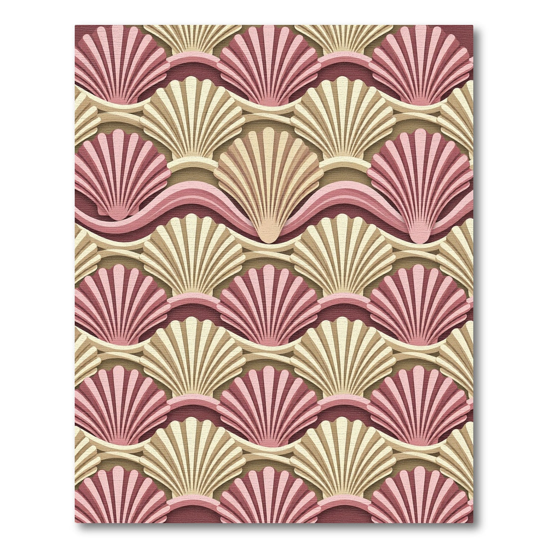 Art Deco Elegant Pink Shell Wave Rug