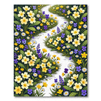 Vibrant Wildflower Meadow Winding Path Rug