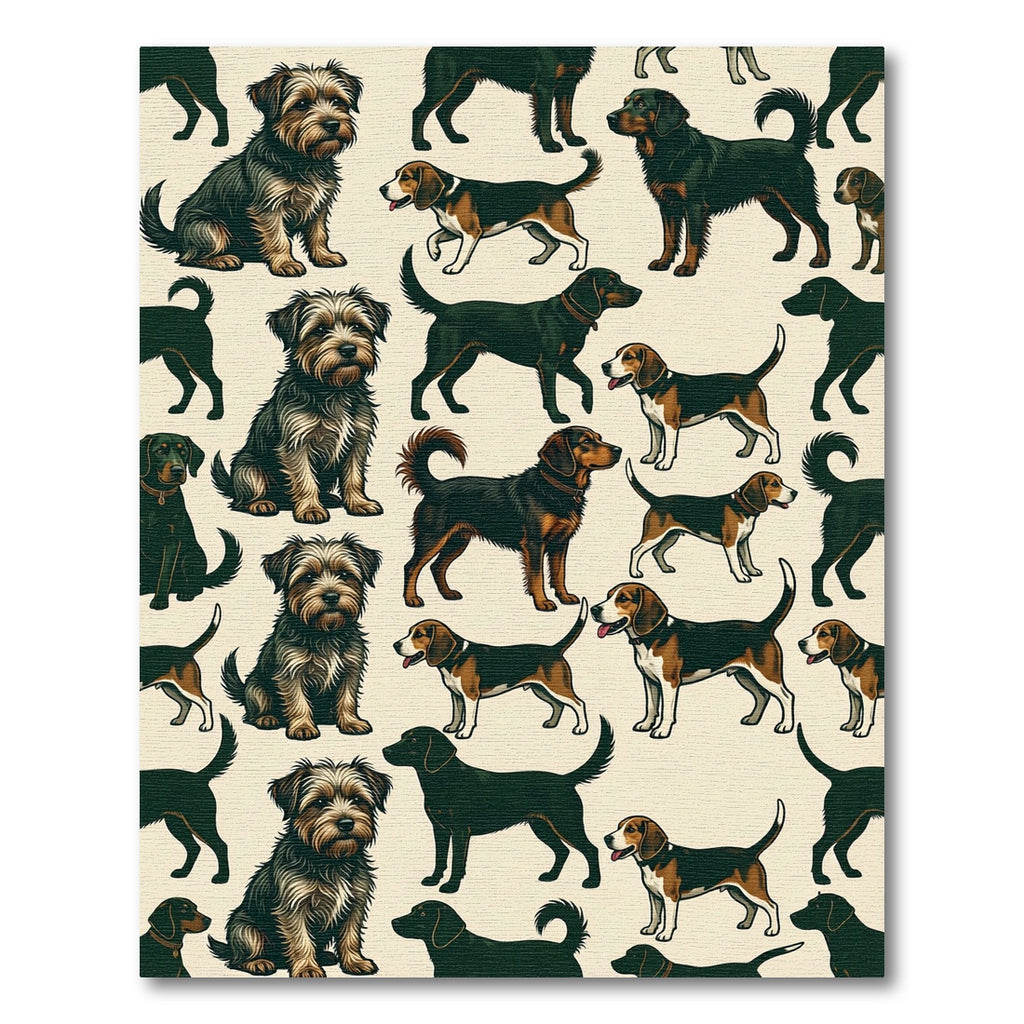 Charming Hand Drawn Dog Breed Illustration Rug