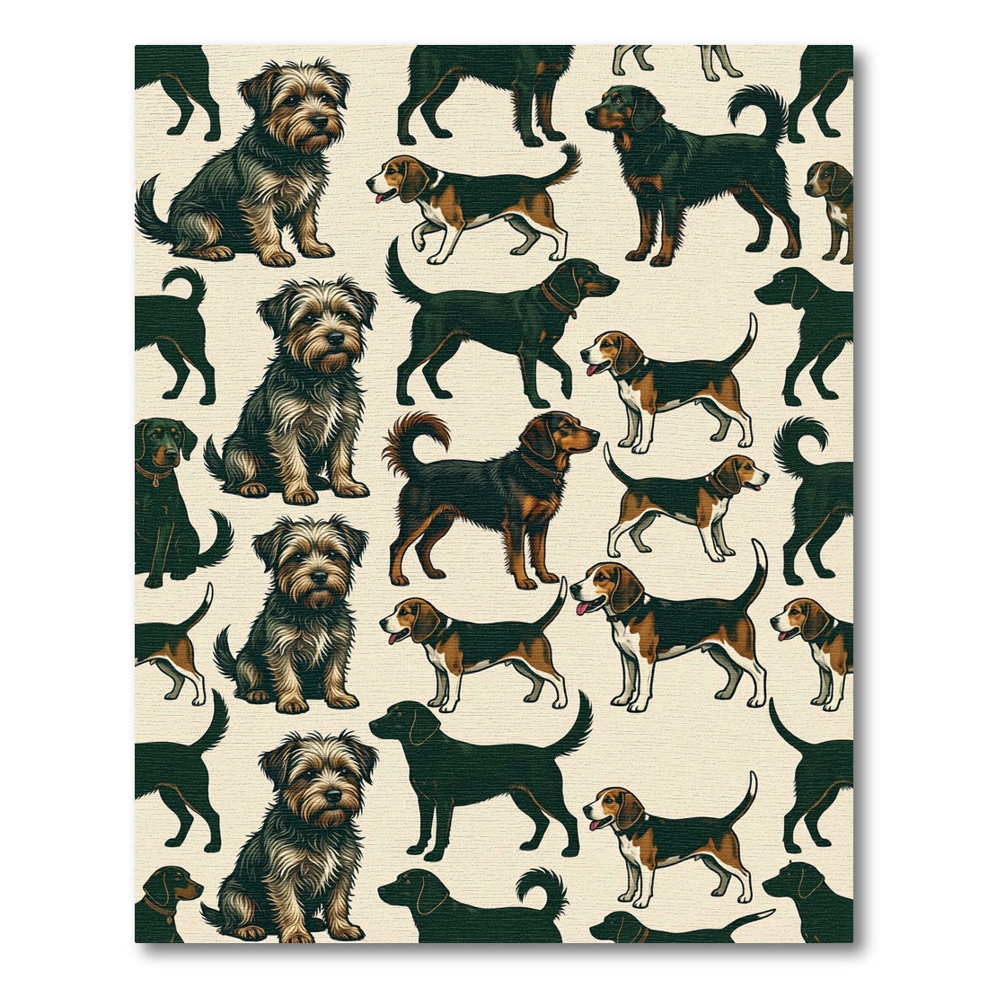 Charming Hand Drawn Dog Breed Illustration Rug