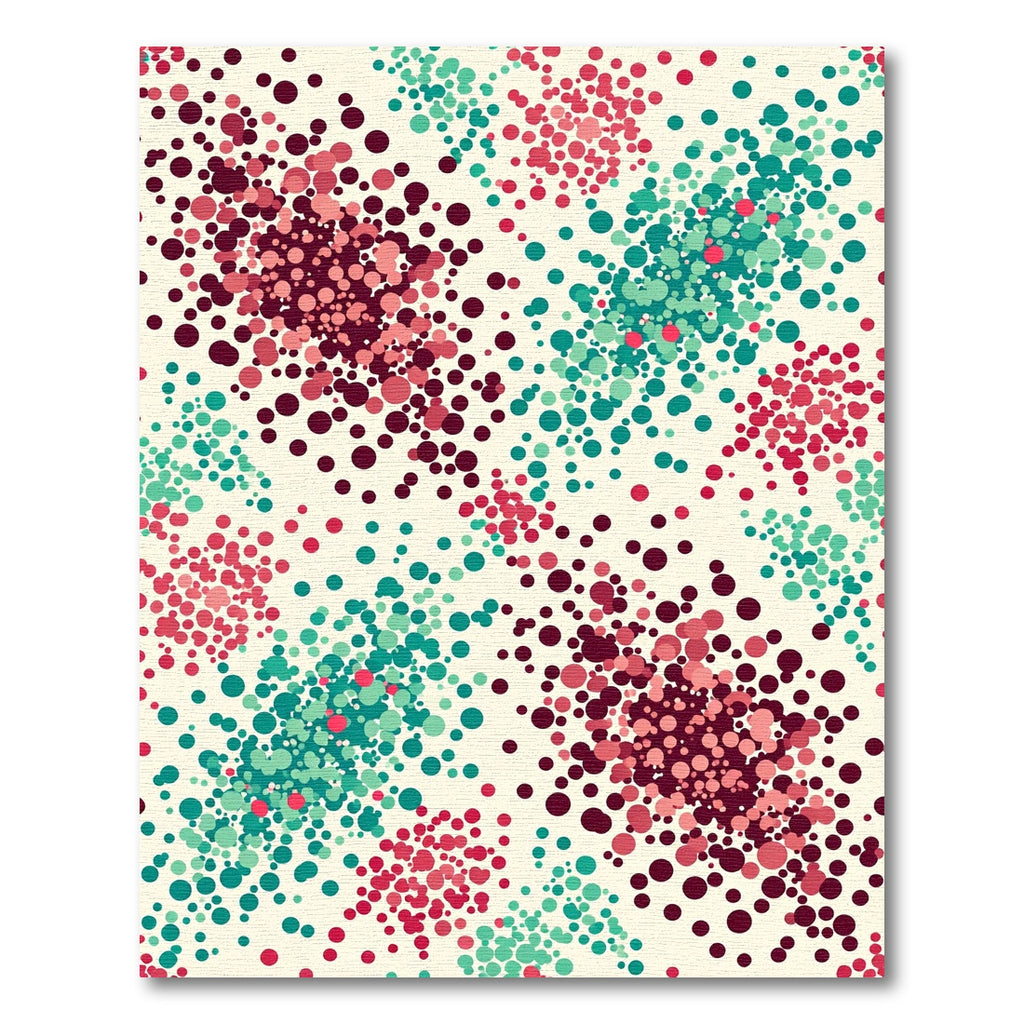 Crimson Teal Scattered Bubble Clusters Rug