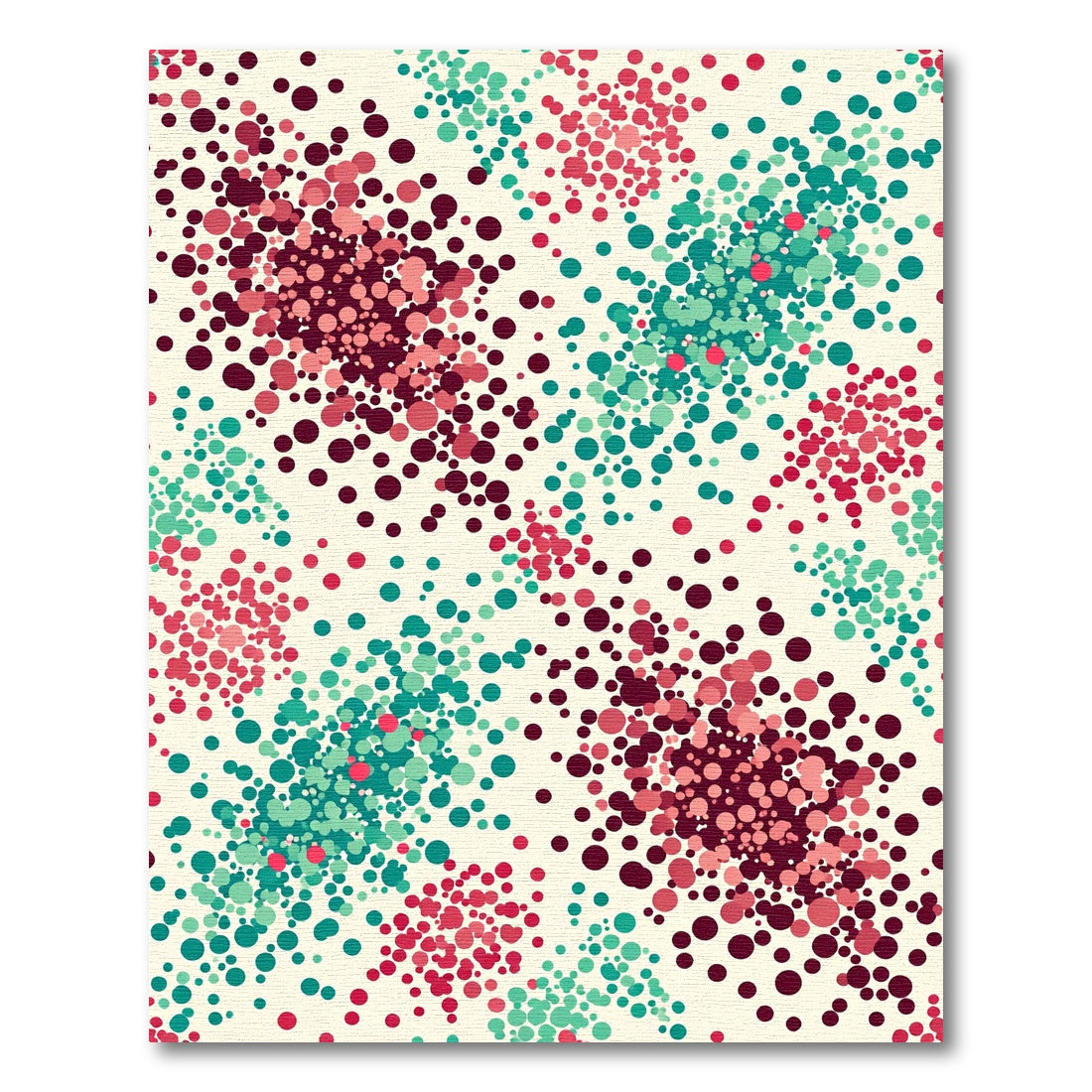 Crimson Teal Scattered Bubble Clusters Rug
