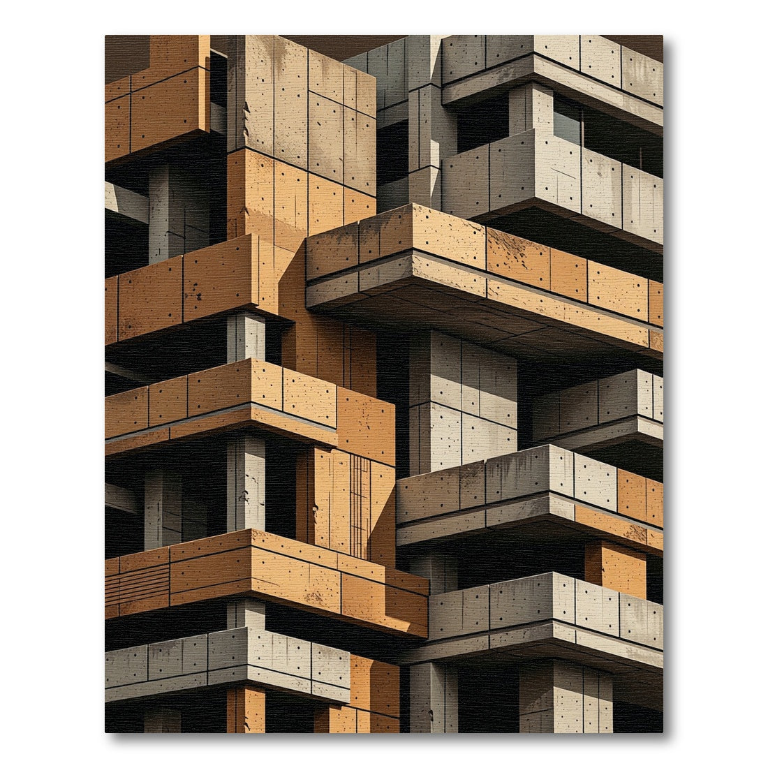 Modern Concrete Brutalist Block Rug
