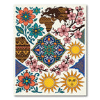 Vibrant Floral Sun Medallion Earth Collage Rug