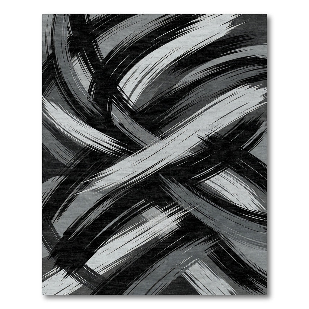 Monochrome Brush Stroke Swirl Rug