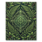 Elegant Green Fern Botanical Damask Rug
