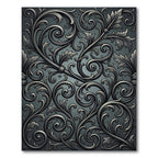 Ornate Dark Gray Acanthus Scroll Rug