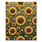 Sunny Yellow Sunflower Garden Arrangement Rug