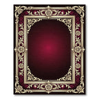 Crimson Gold Rococo Rose Frame Rug