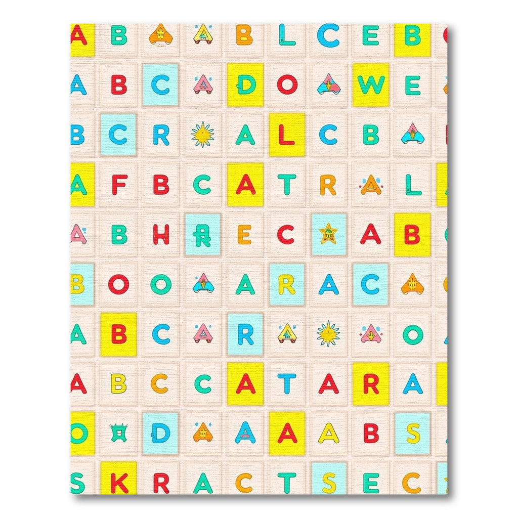Alphabetical Grid With Colorful Accents Rug