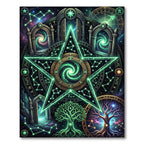 Luminous Cosmic Pentagram Celestial Galaxy Rug