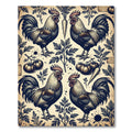 Vintage Farmhouse Rooster and Vegetable Illustration Rug