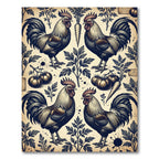 Vintage Farmhouse Rooster and Vegetable Illustration Rug