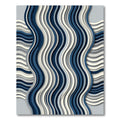 Modern Navy Blue Layered Wavy Rug